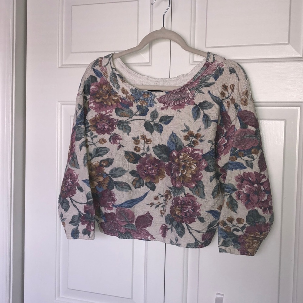 Cropped Floral Sweater